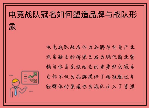 电竞战队冠名如何塑造品牌与战队形象