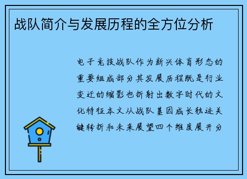 战队简介与发展历程的全方位分析